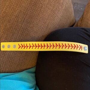 Yellow Softball Stitch Bracelet